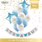 Geboorte Jongen Ballon Pakket - It's a Boy - Ballon Pakket + Diy Slinger - Luxe kraam ballonnen set van 13 Stuks - Oh Baby - It's a Boy - Diy geboorteslinger Jongen - Kraamfeest -