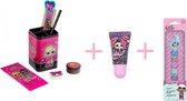 LOL Suprise 7-delige Pennenbakje met Make-up Verrassing en Decoratierol | Bureauset | Pennenset