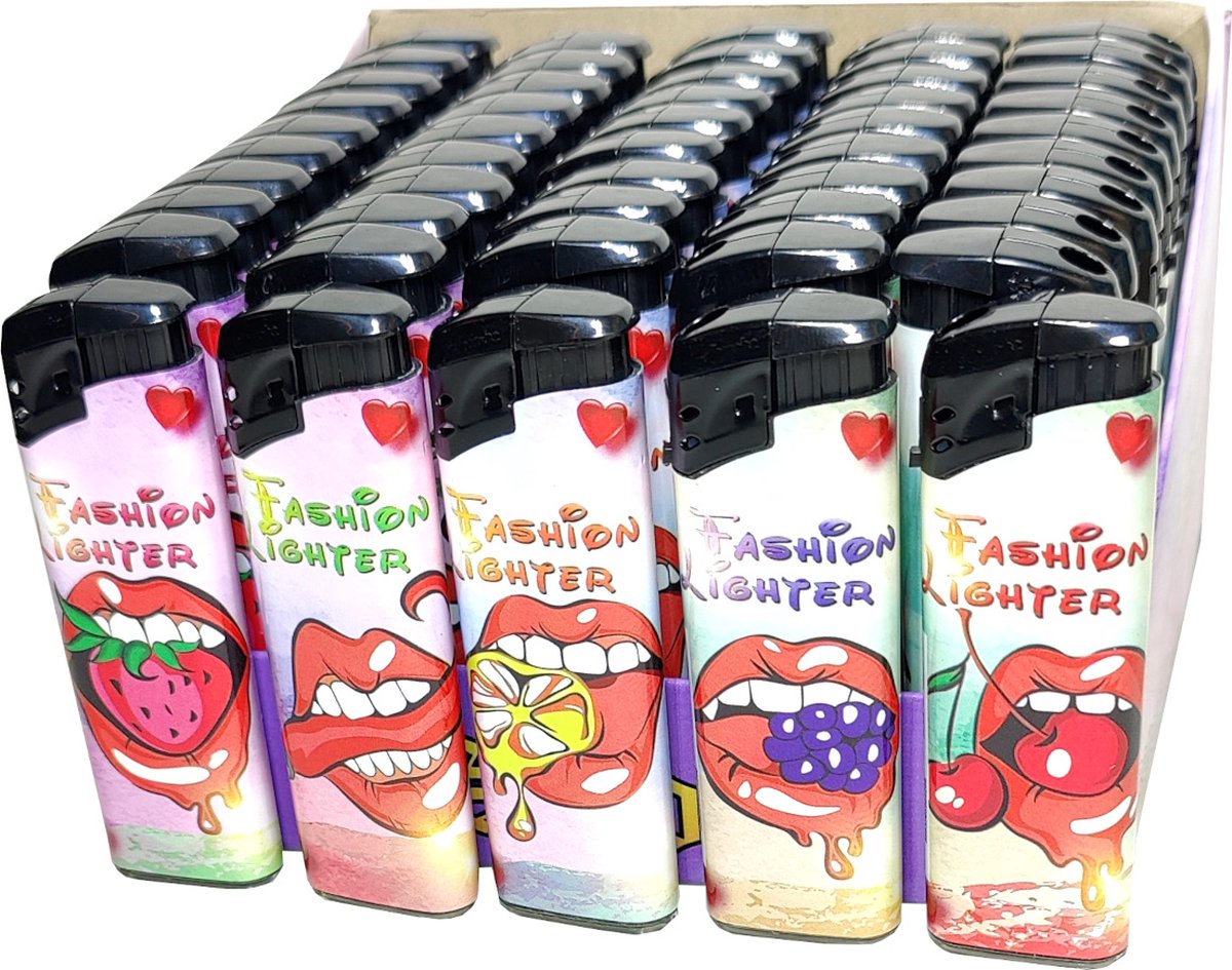 Goedkoopste 50 X Aanstekers Fashion Lighter Mond print klik navulbaar afbeeldingen