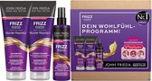 John Frieda Frizz Ease Wonder Repair Waardevolle Kit - Shampoo, Conditioner, Instant Care Spray en MegRhythm Oogmasker - Feel-good Programma voor thuis