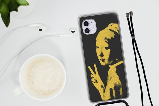 Coque avec cordon iPhone 11 - Vermeer - Art - Jaune - Siliconen - Bandoulière - Coque arrière avec cordon - Coque pour téléphone avec cordon - Coque avec corde