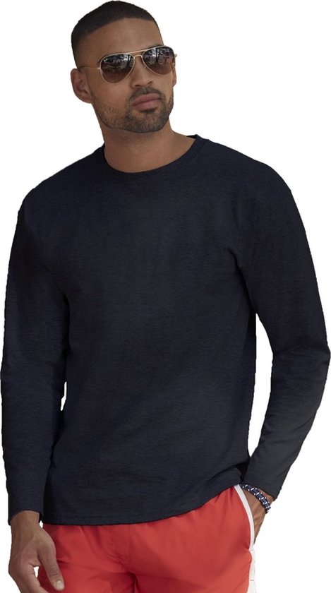 Basic shirt lange mouwen/longsleeve navy blauw voor heren 2XL (44/56)