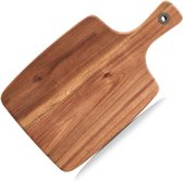 1x Rechthoekige acacia houten snijplanken met handvat 32 cm - Zeller - Keukenbenodigdheden - Kookbenodigdheden - Snijplanken/serveerplanken - Houten serveerborden - Snijplanken van hout