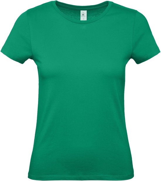 Groen basic t-shirt met ronde hals voor dames - katoen - 145 grams - groene shirts / kleding M (38)