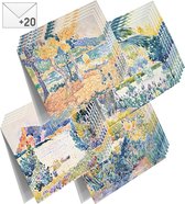Wenskaarten set Franse aquarellen - Voordeelset: 20 dubbele kaarten met enveloppen - zonder boodschap