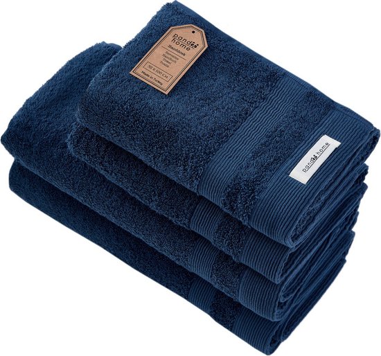 PandaHome - Badhanddoeken Set - 4 delig - 2 Handdoeken 50x100 cm & 2 Badhanddoeken 70x140 cm - 100% Katoen - Blauw - Badtextiel