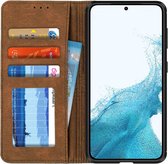 Samsung Galaxy S22 - Book Case Hoesje met Pasjes Kunstleer - Bruin