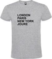 Grijs t-shirt met " London, Paris , New York, Joure " print Zwart size XL