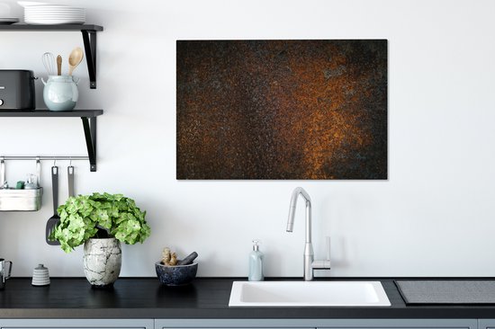 Toile Peinture Rouille - Rétro - Acier - 90x60 cm - Décoration murale