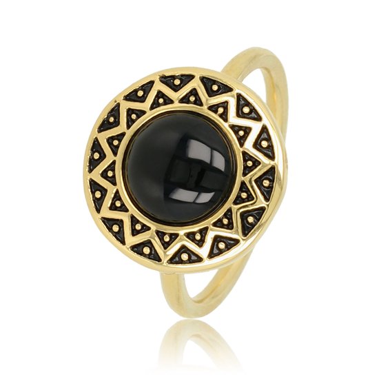 *My Bendel - Vintage goudkleurig met zwarte Onyx steen - De diep zwarte Onyx steen in combinatie met de vintage design geeft deze ring een supermooie look - Met luxe cadeauverpakking