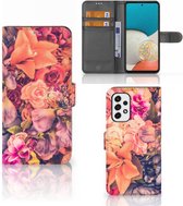 Flipcase Geschikt voor Samsung Galaxy A53 Telefoon Hoesje Cadeau voor Moeder Bosje Bloemen