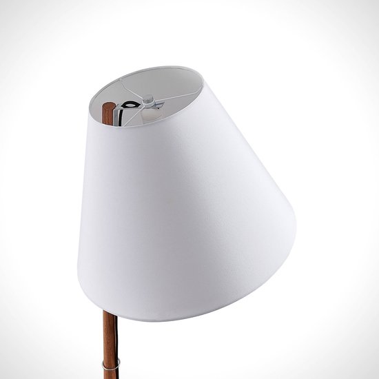 Lucande - vloerlamp - 1licht - stof, hout - H: 160 cm - E27 - wit, donker eiken