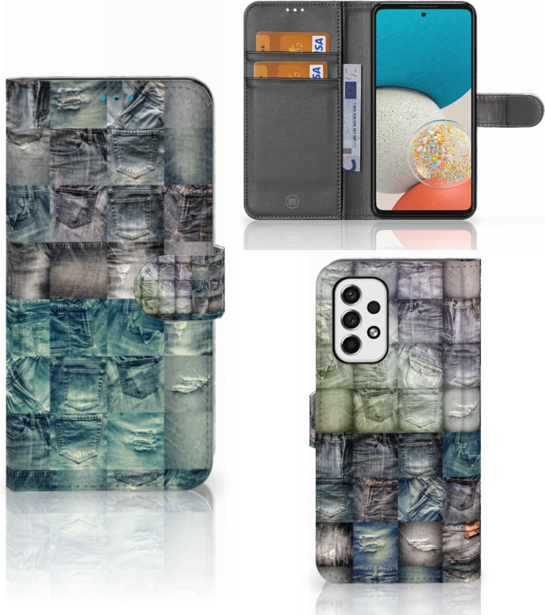 Boekhoesje voor Wallet Case met Pasjes Samsung Galaxy A53 Spijkerbroeken