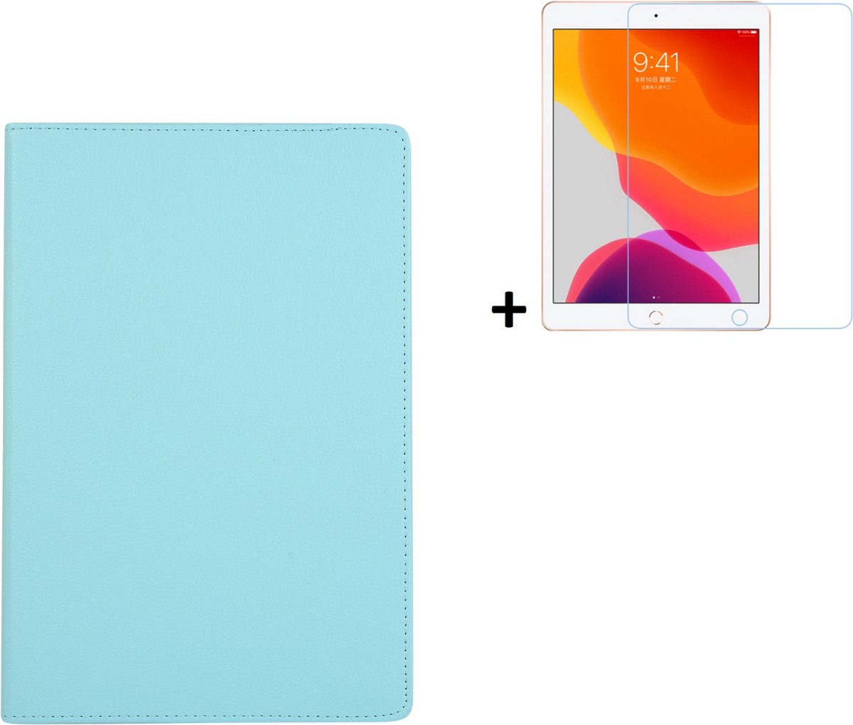 Hoesje iPad 7 10.2 2019 - 10.2 inch - Hoesje iPad 8 10.2 2020 - Hoesje iPad 9 10.2 2021 - iPad 10.2 Bookcase Hoes - Screen Protector iPad 10.2 - Turquoise Hoesje + Tempered Glass
