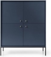 InspireMe- Commode- Ladekast - Kast - voor de woonkamer - moderne vorm en kleur - 4 deuren + 6 planken - (103,5 cm -39cm - 125,5 cm) - Blauw - Marineblauw - Donkerblauw MELODY 103