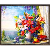 Eagle® Diamond Painting Volwassenen - Kleurrijke Bloemen - 50x40cm - Vierkante Steentjes