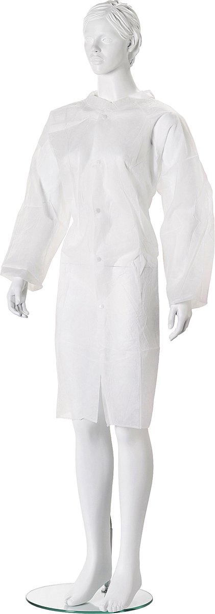 Visitorcoat-wegwerpjas-bezoekersjas wit-eenmalige wegwerpjas-wegwerpdoktersjas