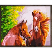 Eagle® Diamond Painting Volwassenen - Mooie Paarden - 50x40cm - Vierkante Steentjes