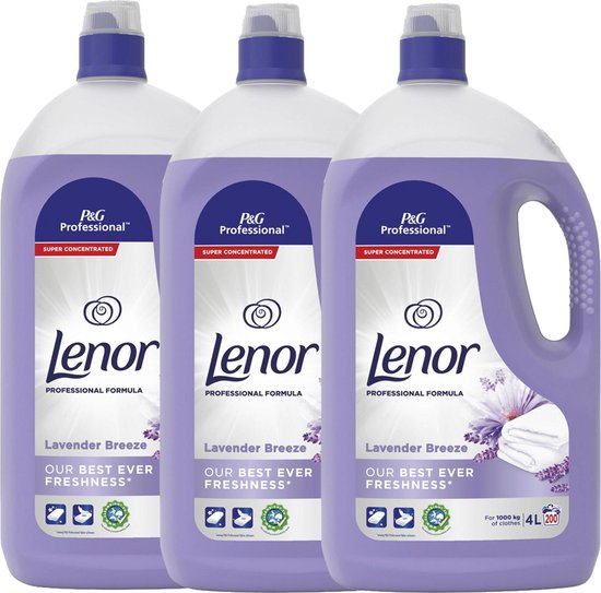 Lenor Professional Wasverzachter Lavender Breeze - 600 wasbeurten - 3 x 4L - Voordeelverpakking