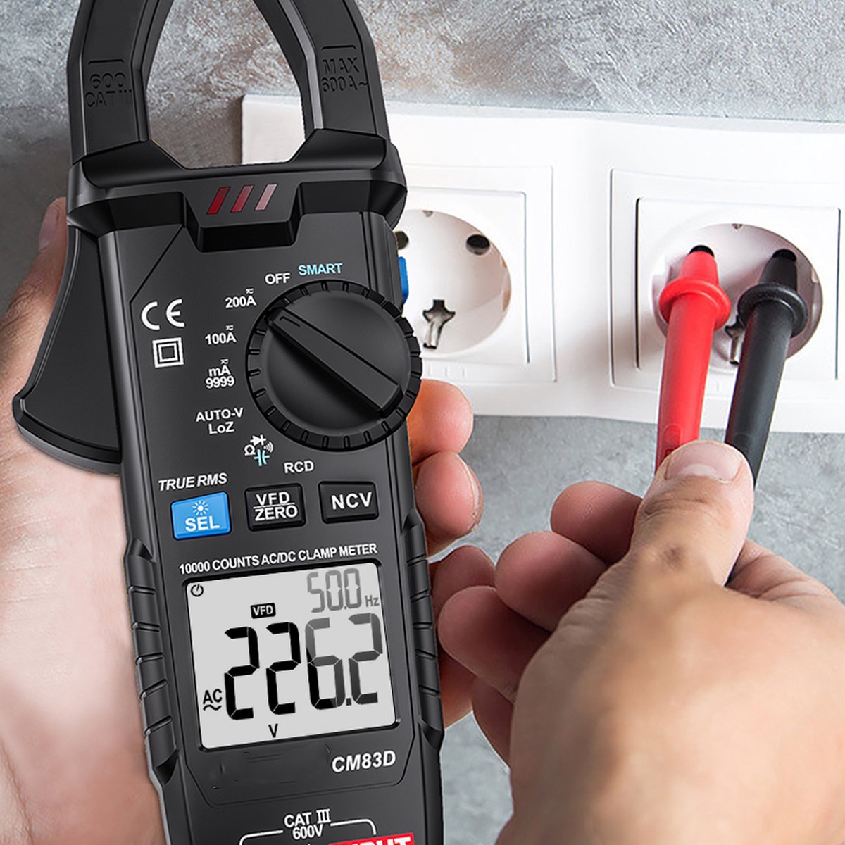 Intelligente digitale ampèremeter tang ST212 AC DC stroom - stroomtang 6000 tellingen