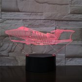 3D Led Lamp Met Gravering - RGB 7 Kleuren - Vliegtuig