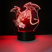 3D Led Lamp Met Gravering - RGB 7 Kleuren - Draak