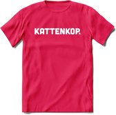 Kattenkop - Katten T-Shirt Kleding Cadeau | Dames - Heren - Unisex | Kat / Dieren shirt | Grappig Verjaardag kado | Tshirt Met Print | - Roze - L