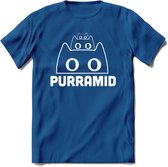 Purrramid - Katten T-Shirt Kleding Cadeau | Dames - Heren - Unisex | Kat / Dieren shirt | Grappig Verjaardag kado | Tshirt Met Print | - Donker Blauw - L