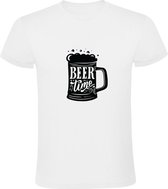 Beer Time | Heren T-shirt | Wit | Bier Tijd | Bierpul | Beker | Borrel | Feest | Zuipen | Oktoberfeest | Carnaval
