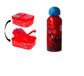 Spiderman - 3 vaks brooddoos (18 cm X 13 cm X 6 cm) + drinkfles - waterfles - 500 ml (21 cm x 6 cm)