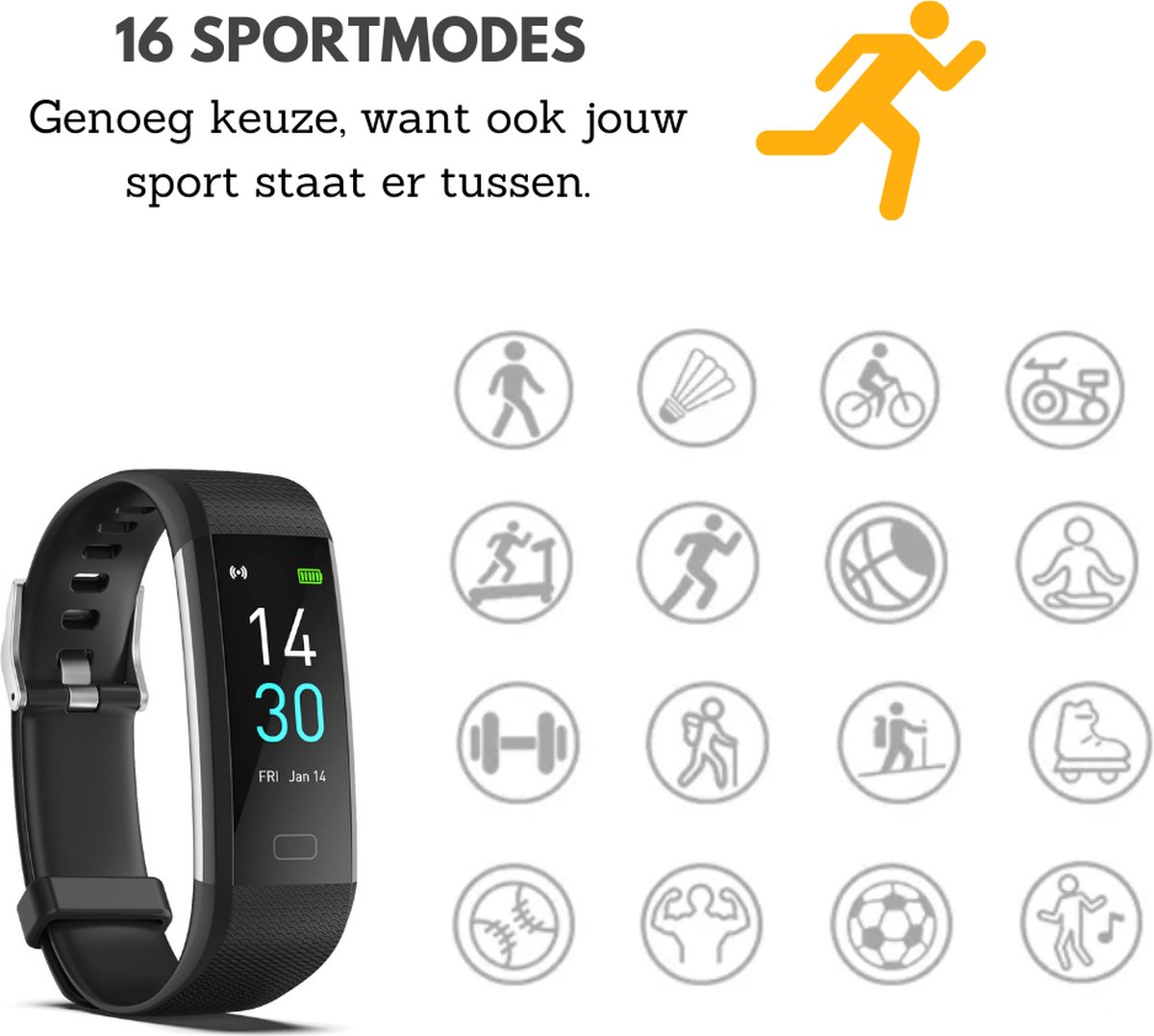 Teymour Activity Tracker HR S5 met Stappenteller en Hartslagmeter