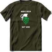 Make Beer Not War Bier T-Shirt | Unisex Kleding | Dames - Heren Feest shirt | Drank | Grappig Verjaardag Cadeau tekst | - Leger Groen - M