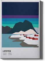 Walljar - Lofoten Norway Dusk - Muurdecoratie - Canvas schilderij