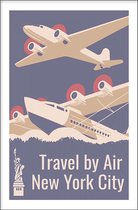 Walljar - NYC Travel By Air - Muurdecoratie - Poster met lijst