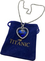 Titanic Medaillon, Heart of the ocean, Hart van de oceaan, Oceaan, Donkerblauw, Ketting, Chain, Necklace