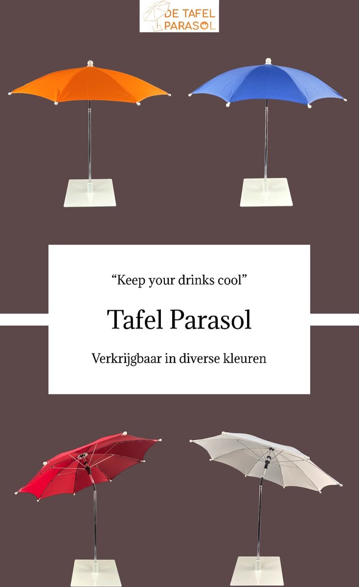 Tafel parasol - Bordeaux | ø 60 x 56 cm | WDMT™ | Flexibele en zeer stevige tafel parasol | Houdt je hapjes en drankjes heerlijk koel en uit de zon