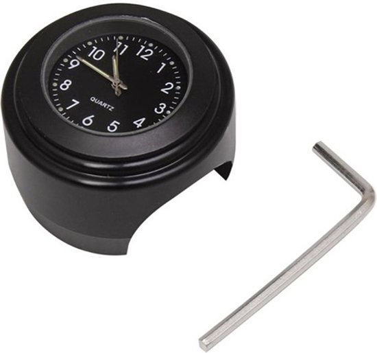 Motor Stuur Horloge - Stuur Klokje - Mat Zwart