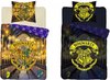 foto van Harry Potter Dekbedovertrek- Glow in the Dark-  Katoen- 1persoons- 140x200- Dekbed Hogwarts Logo.