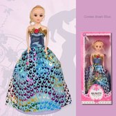 Pop Prinsessenpop Blauwe Pauw Jurk