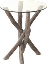 J-Line Bijzettafel Rond Takken Hout/Glas Grey Wash