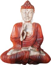 Boeddha Beeld Kennis overdracht - Handgesneden - Suar Hout - 30cm