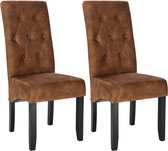 Kiza Eetkamerstoel - Stoelen eetkamerstoelen - Stoelen - Keukenstoelen - Eetkamerstoel met Rugleuning - Set van 2 - Bruin