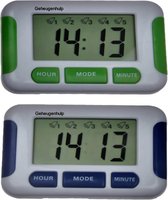 Medicijnalarm met 5 duidelijke alarmen -set van 2 - countdowntimer- Blauw/groen