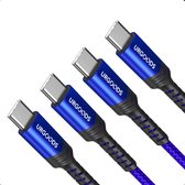USB C Kabel 4 Stuks - USB C naar USB C - 100W 5A - 2 Meter - OplaadKabel - Gevlochten Nylon - Snellader - Geschikt voor Macbook, iPad Pro/Air, Samsung Galaxy/Note - Blauw