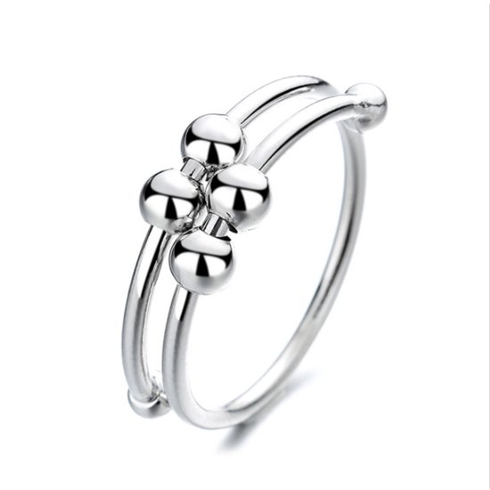 Ring d'anxiété - (Double anneau) - Anneau de stress - Ring Fidget - Ring pivotant Dames - Ring Ring Ring - Argent 925