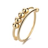Anxiety Ring - (Dubbele ring) - Stress Ring - Fidget Ring - Draaibare Ring Dames - Spinning Ring - Spinner Ring - Gold Plated