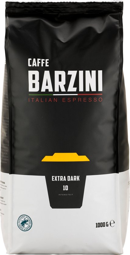 Barzini Italian Espresso Extra Dark Espressobonen - 1 KG - Extra sterke koffiebonen 10/10 - Donder gebrande espresso koffiebonen - Geschikt voor Cappuccino