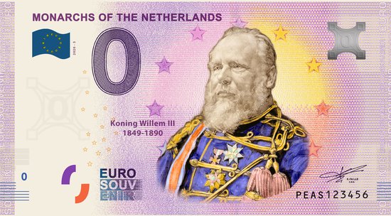 Thumbnail van een extra afbeelding van het spel 0 Euro biljet 2020 - Vorsten van Nederland - Koning Willem III KLEUR