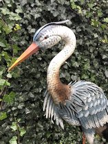 Prachtige grote forse metalen reiger, echt een fascinerend kunstwerk, PRACHTIG!!
