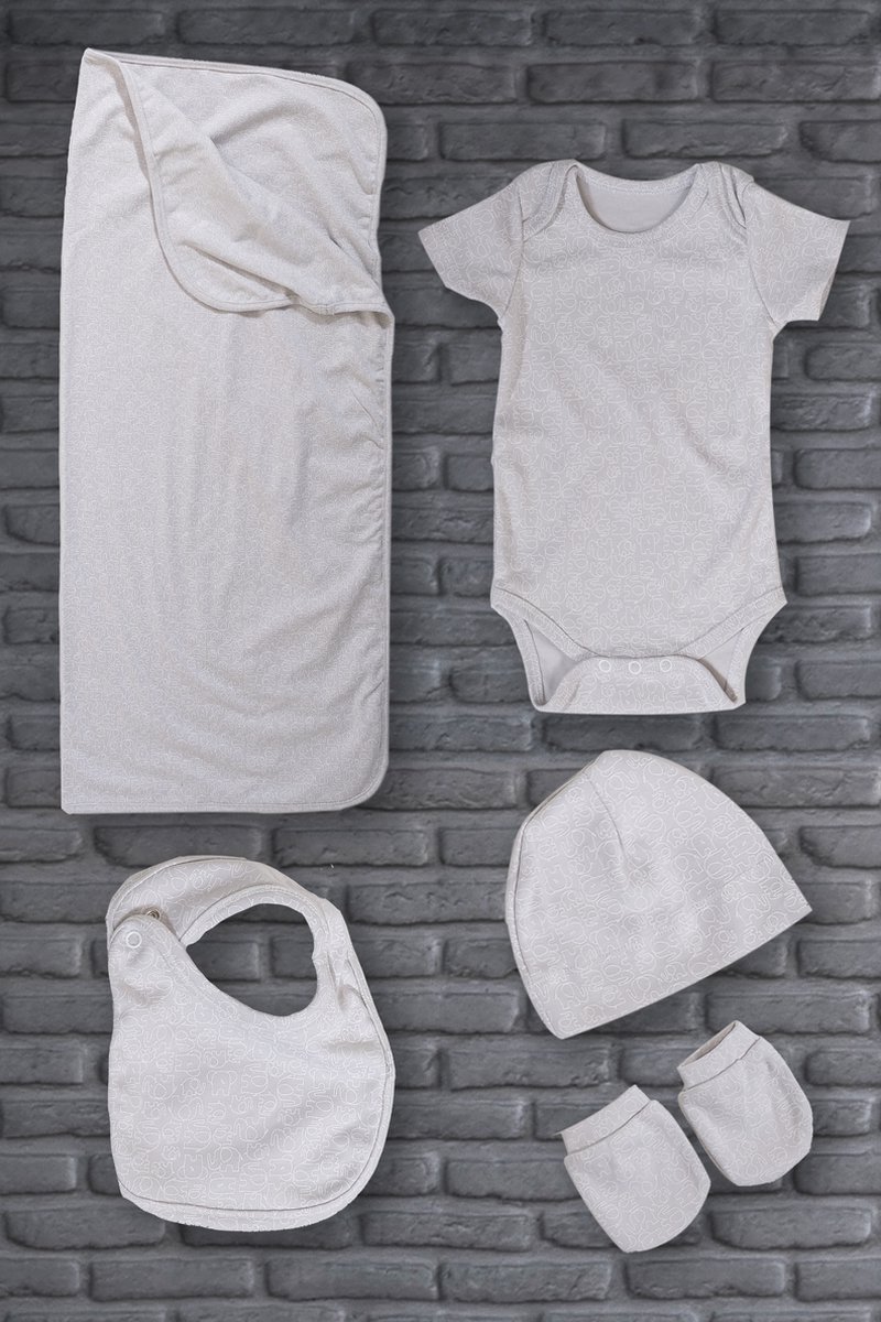 Goedkoopste Lubna Home Pas geboren Babysetje 100 Gekamde Katoen- Net geboren Babyset 0-3 manden UNISEX-OLIFANT